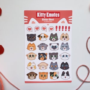 Kitty Emotes Sticker Blatt - Wetterfestes Vinyl