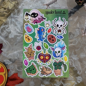 Spooky Zelda Forest Sticker Sheet - Weatherproof Vinyl