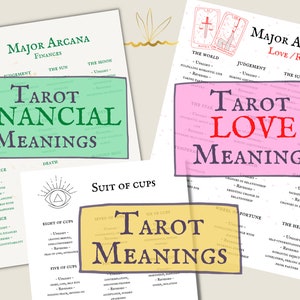 Paquete de 3 paquetes TAROT (Finanzas/Dinero, Amor, Significados básicos)