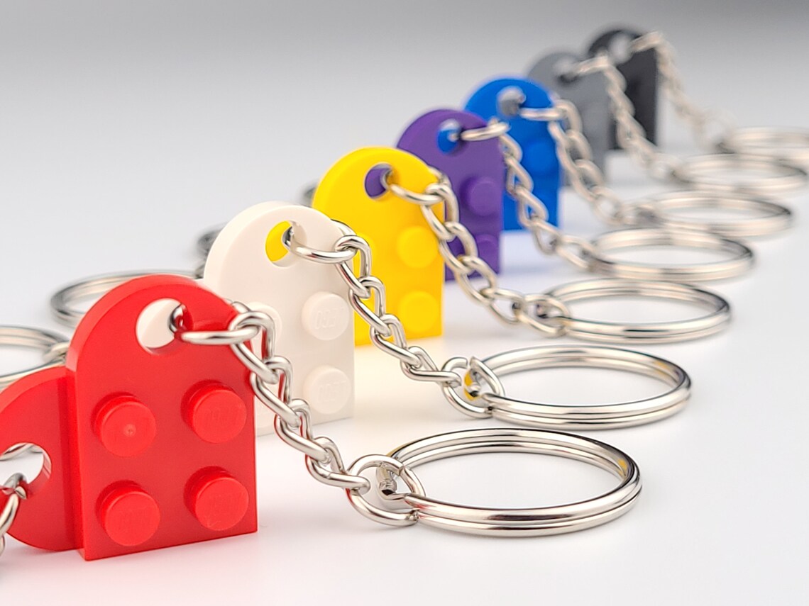 Lego Heart Keyring Keychain Two Pieces & Gift Pouch Etsy