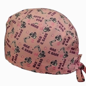 Anesthesia block cap &quot;gas and sass&quot; 3 models to choose from, short or long hair, anesthesia hat