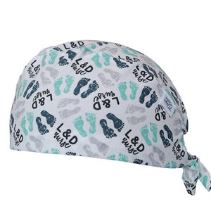 Pediatric scrub cap Pediatric scrub cap &quot;little feet&quot; pattern for men and women, log hair, short hair