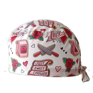 Gorro de cocinero de algodón, gorro de pastelero con estampado “corazón panadero”