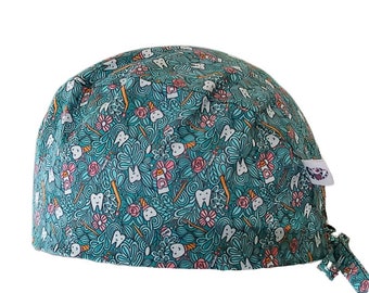 Dental scrub cap. 3 different models: Euro cap, long hair, classic