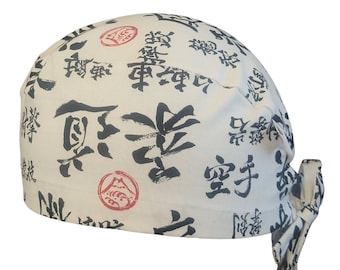 Cotton block cap, 3 models to choose from: "ideograms" for men and women. Short hair, long hair or "Euro" style.