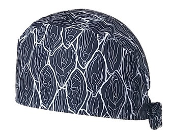 Scrub cap Calot bloc vulva, cotton 2 sizes, short or long hair, scrub cap, calot nurse cap surgeon cap female sex Vulva