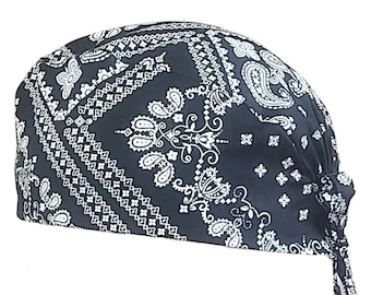 Scrub cap, block scrub cap, cotton, 3 sizes, short or long hair, scrub cap, nurse cap, surgeon cap, bandana, scarf