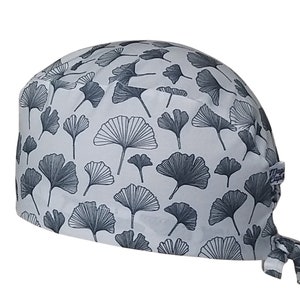 Scrub cap Calot bloc scrub cap cotton 3 sizes, short or long hair, scrub cap, calot nurse cap surgeon cap Ginkgo leaf