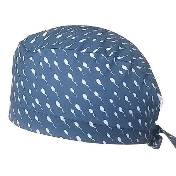 Cotton block cap 3 models, short or long hair, scrub cap, sperm cap on blue background