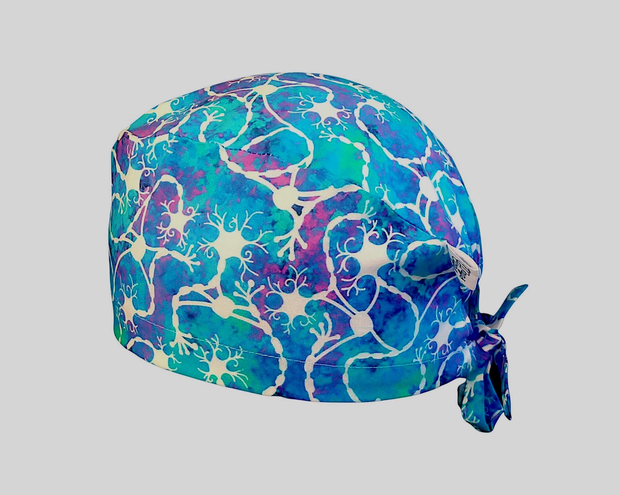 Scrub cap Calot bloc Neurones scrub cap cotton 3 sizes, short or long hair, scrub cap, calot nurse cap surgeon cap