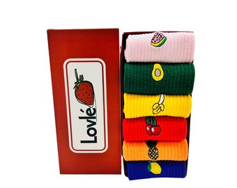 Fruit Socks | Festive Carnival  | Funky Socks | Novelty Socks | Women's Socks | Banana | Avocado | Peach |Watermelon | Cherry | Gift for her