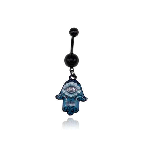 Hamsa main Nombril Anneau | Piercing du ventre | Anneau de ventre minimaliste |  Piercing du ventre | bijoux de corps |  | d’anneau du ventre pendant Barres ventrées