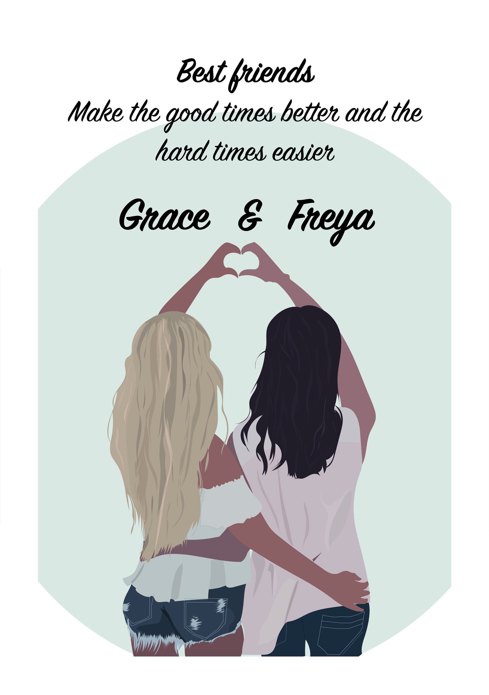 Best Friend Personalised Illustration Print Etsy