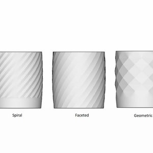 May include: Five different 16oz glass tumbler designs: Diamond, Spiral, Faceted, Geometric, and Ripple. Each tumbler has a unique textured pattern.