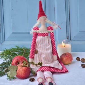 Tilda Nisse Pixie Doll-Scandinavian Christmas Decor/ Skandinavische Weihnachtsdeko , Hygge Gift, Handmade Doll bild 1