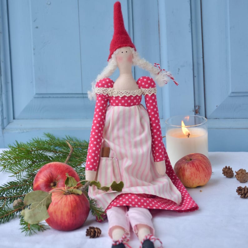 Tilda Nisse Pixie Doll-Scandinavian Christmas Decor/ Skandinavische Weihnachtsdeko , Hygge Gift, Handmade Doll bild 1