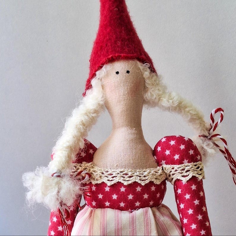 Tilda Nisse Pixie Doll-Scandinavian Christmas Decor/ Skandinavische Weihnachtsdeko , Hygge Gift, Handmade Doll bild 5