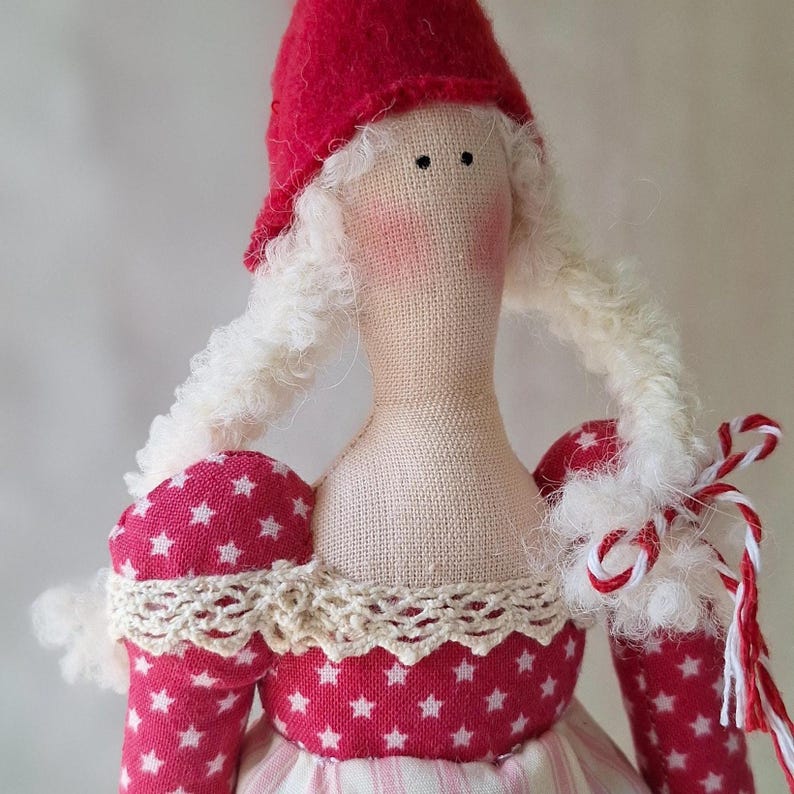 Tilda Nisse Pixie Doll-Scandinavian Christmas Decor/ Skandinavische Weihnachtsdeko , Hygge Gift, Handmade Doll bild 7