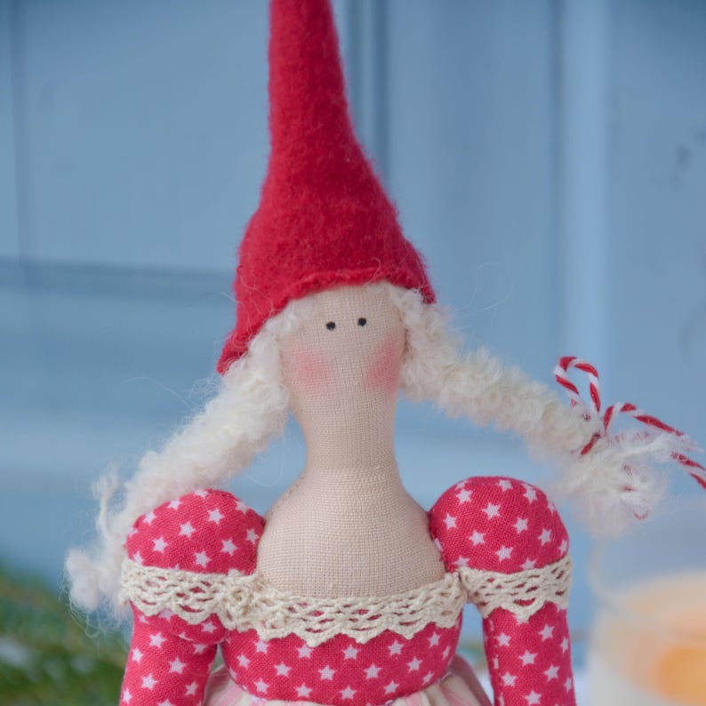 Tilda Nisse Pixie Doll-Scandinavian Christmas Decor/ Skandinavische Weihnachtsdeko , Hygge Gift, Handmade Doll bild 3