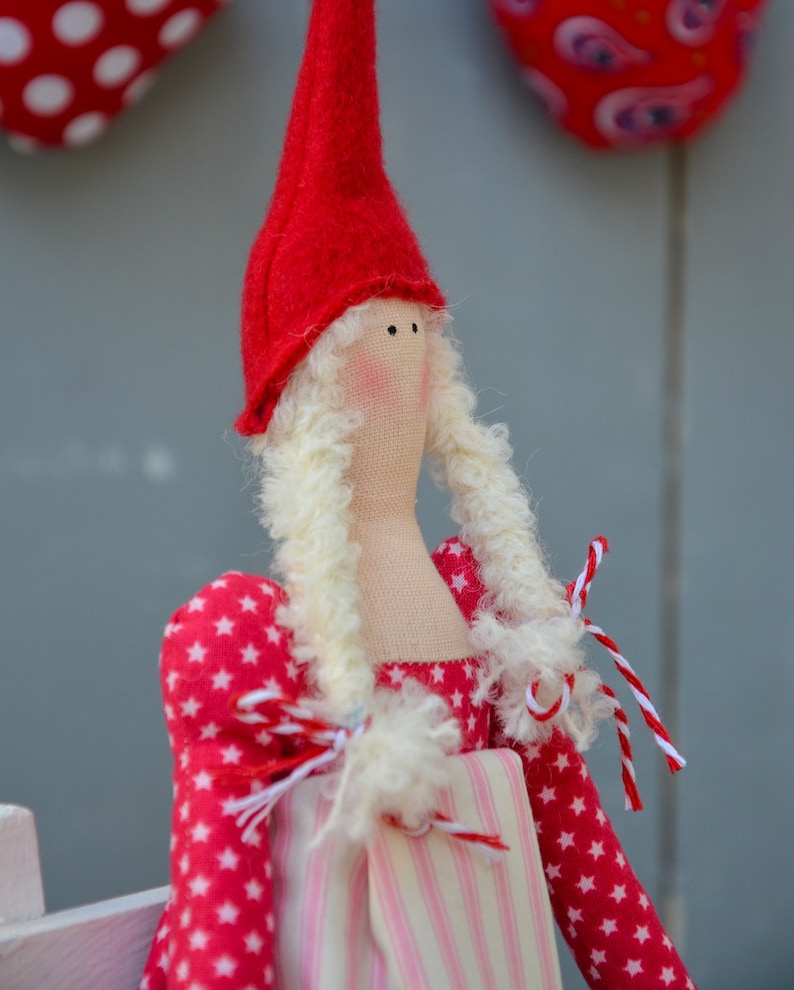 Tilda Nisse Pixie Doll-Scandinavian Christmas Decor/ Skandinavische Weihnachtsdeko , Hygge Gift, Handmade Doll bild 8