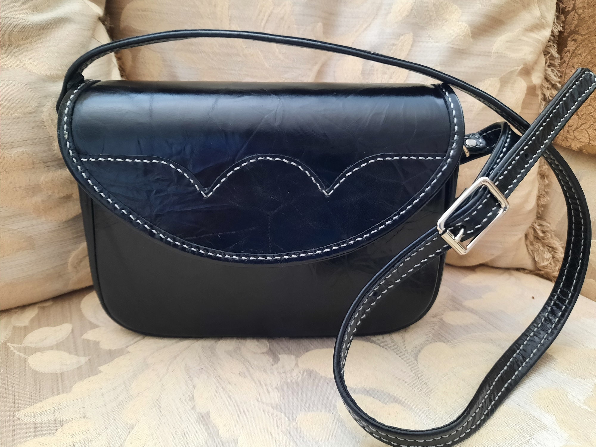 Leather Saddle Bag Crossbody Saddle Bag Black Leather Purse Etsy