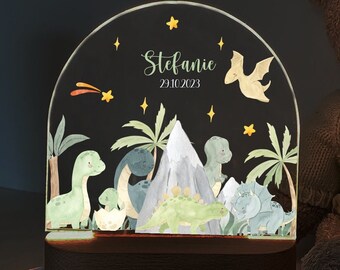 Veilleuse dino, veilleuse personnalisée, cadeau de baptême, lampe de chevet enfant, lampe enfant, baptême, petite lampe enfants, dinosaure