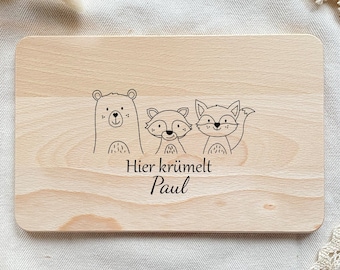 Frühstücksbrettchen Kinder, Baby Geschenk, Brettchen personalisiert, Geburtstagsgeschenk, Holzbrett mit Gravur, Frühstücksbrett,Taufgeschenk