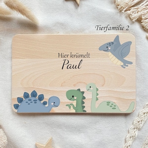 Kinder Schneidebrett personalisiert Frontansicht Dinos