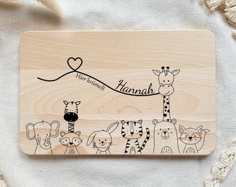 Tagliere colazione per bambini, tagliere personalizzato, regalo personalizzato per neonati, regalo per bambini, tagliere in legno con incisione, tagliere per merenda per bambini