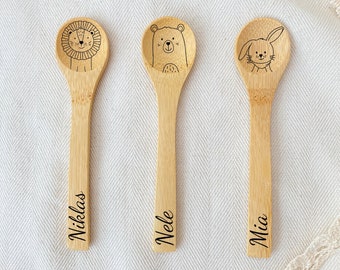 Kinderbesteck Holz, Personalisiertes Babygeschenk, Baby, Baby Löffel, Kinderbesteck mit Namen, Holzlöffel Baby, Kinderlöffel personalisiert,