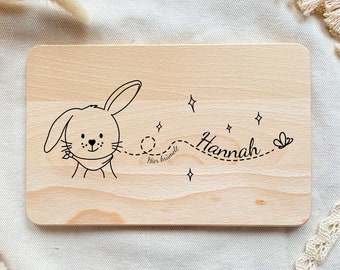 Planche petit-déjeuner enfant, cadeau bébé, planche personnalisée, cadeau anniversaire, planche en bois avec gravure, planche petit-déjeuner personnalisée