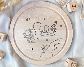 Planche petit-déjeuner enfant, cadeau bébé, planche personnalisée, cadeau anniversaire, planche en bois avec gravure, planche petit-déjeuner personnalisée