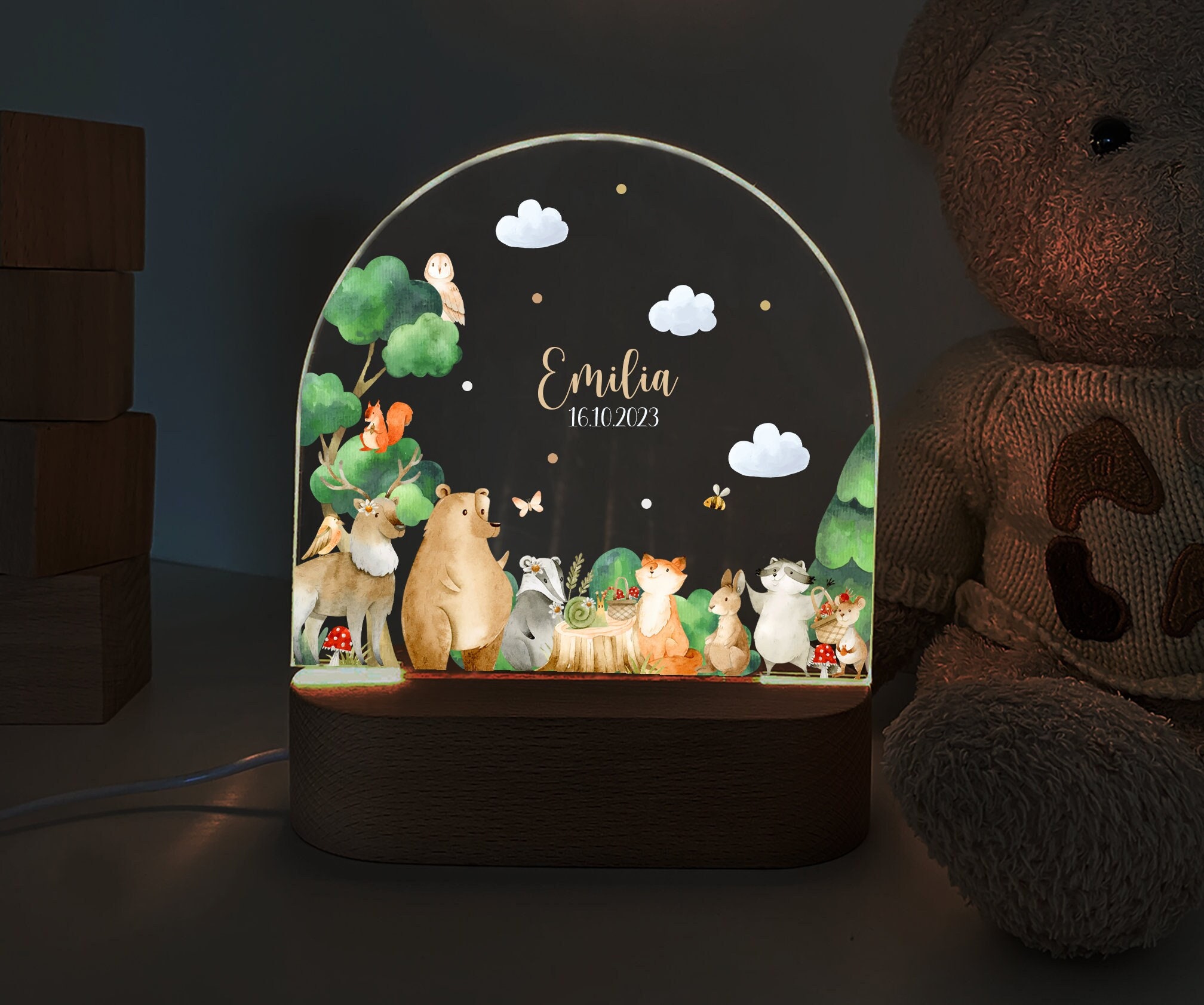 Night light personalized, baby gift personalized, children's lamp, night lamp animals, baby gift birth, gift idea children, baby sleep