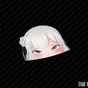 Ahegao Emilia Anime Peeker Sticker