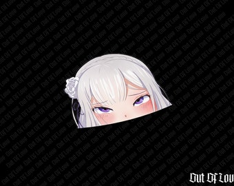 Ahegao Emilia Anime Peeker Sticker