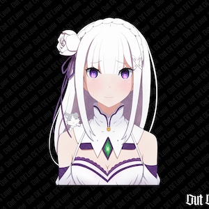 May include: A white-haired anime character with purple eyes and a white dress. She has a small white cat on her shoulder. The background is black with the text "Out Of Love" repeated.
