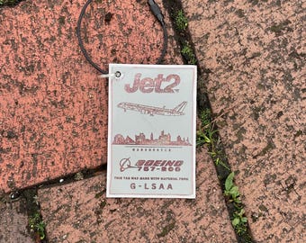 Jet2 Airways Window Fuselage Cut G-LSAA Boeing 757 Engraved Keychain Key Ring Keyring B757 Retro aviation aviator pilot cabin crew holiday