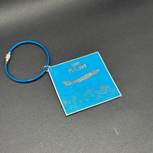 KLM Royal Dutch Airlines Boeing 747 PH-BFG Fuselage Cut Luggage Tag Keychain Keyring Plaque  Collectible Airbus Pilot gift 737 787 777 e175