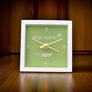 Virgin Atlantic G-VAST Boeing 747 Clock Laser Engraved Fuselage Skin Airline Aviation Upcycle Boeing Gift Plane Aircraft Aviator