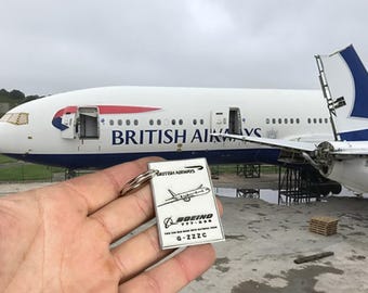 British Airways Boeing 777 G-ZZZC Fuselage Cut Luggage Tag Keychain Keyring Plaque  Collectible Airbus memorabilia Pilot gift engraved