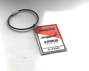 Easyjet Airbus A319 G-EZAB Fuselage Cut Luggage Tag Keychain Keyring Plaque  Collectible Airbus memorabilia Pilot  engraved