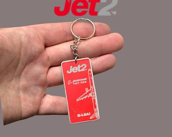Jet2 Airways Window Fuselage Cut G-LSAI Boeing 757 Engraved Keychain Key Ring Keyring B757 Retro aviation aviator pilot cabin crew holiday