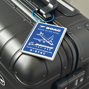 British Airways Boeing 747 G-BYGC Fuselage Cut Luggage Tag Keychain Keyring Plaque  Collectible Airbus memorabilia Pilot gift engraved