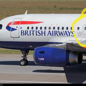 British Airways Emergency Overwing Exit Door G-EUPB Airbus A319 Window