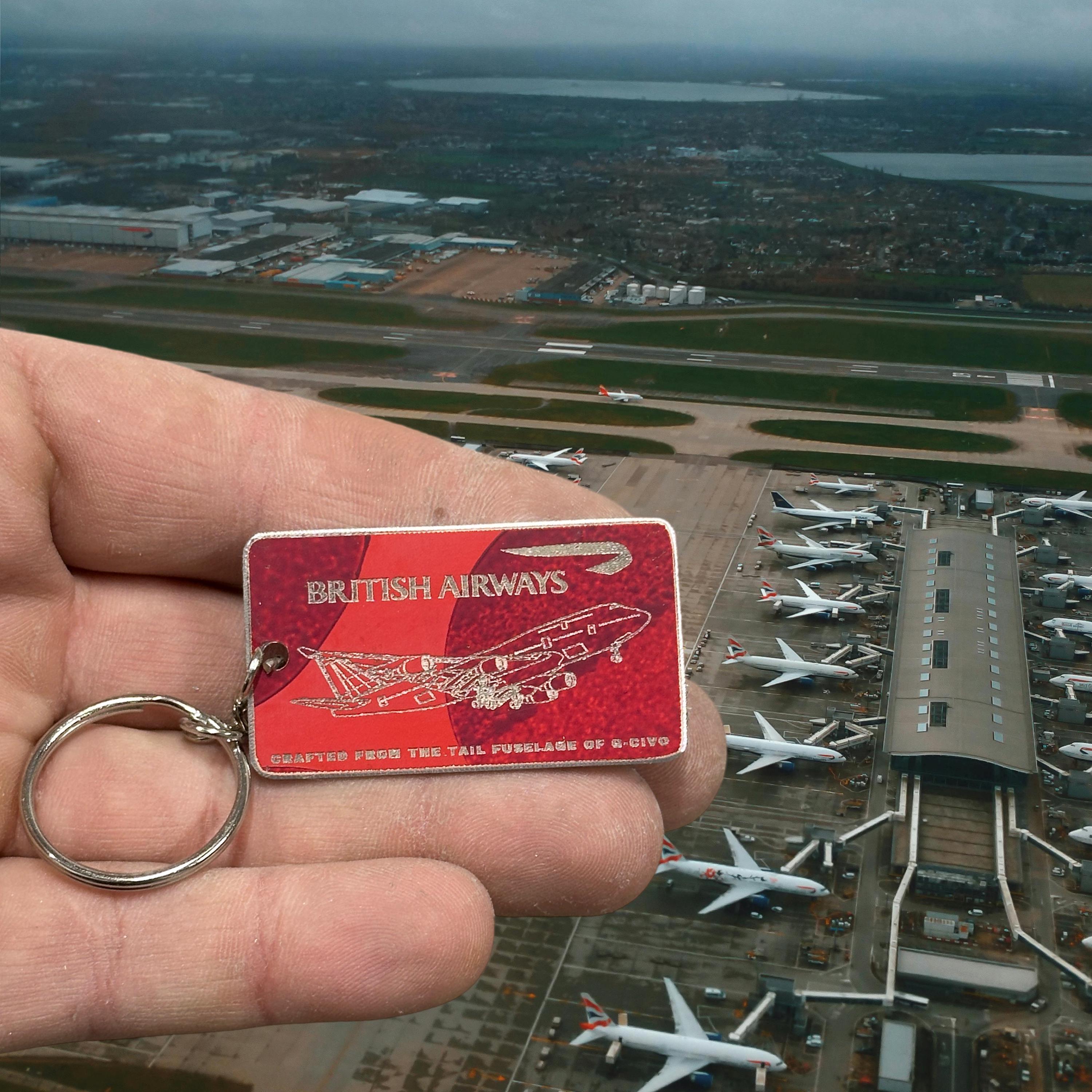 British Airways Boeing 747 G-CIVO Tail Cut Luggage Tag Keychain