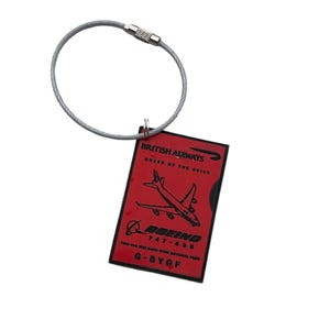 British Airways Boeing 747 G-BYGF Fuselage Cut Luggage Tag Keychain Keyring Plaque  Collectible Airbus memorabilia Pilot gift engraved