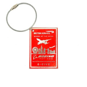 British Airways Boeing 747 G-CIVO Tail Cut Luggage Tag Keychain Keyring concorde Collectible Airbus memorabilia Pilot gift engraved IFM