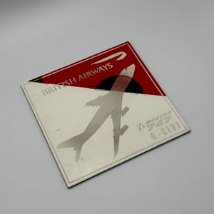 British Airways Boeing 747 G-CIVI Tail Cut Coaster Collectible Airbus memorabilia Pilot gift engraved Desk