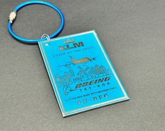 KLM Royal Dutch Fluglinien Boeing 747 PH-BFG Rumpf Cut Gepäckanhänger Schlüsselanhänger Plakette Sammeln Airbus Pilot Geschenk 737 787 777 F50
