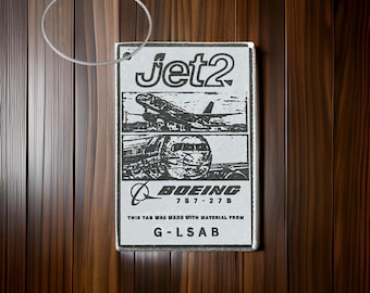 Jet2 Airways Window Fuselage Cut G-LSAB Boeing 757 Engraved Keychain Key Ring Keyring B757 Retro aviation aviator pilot cabin crew holiday